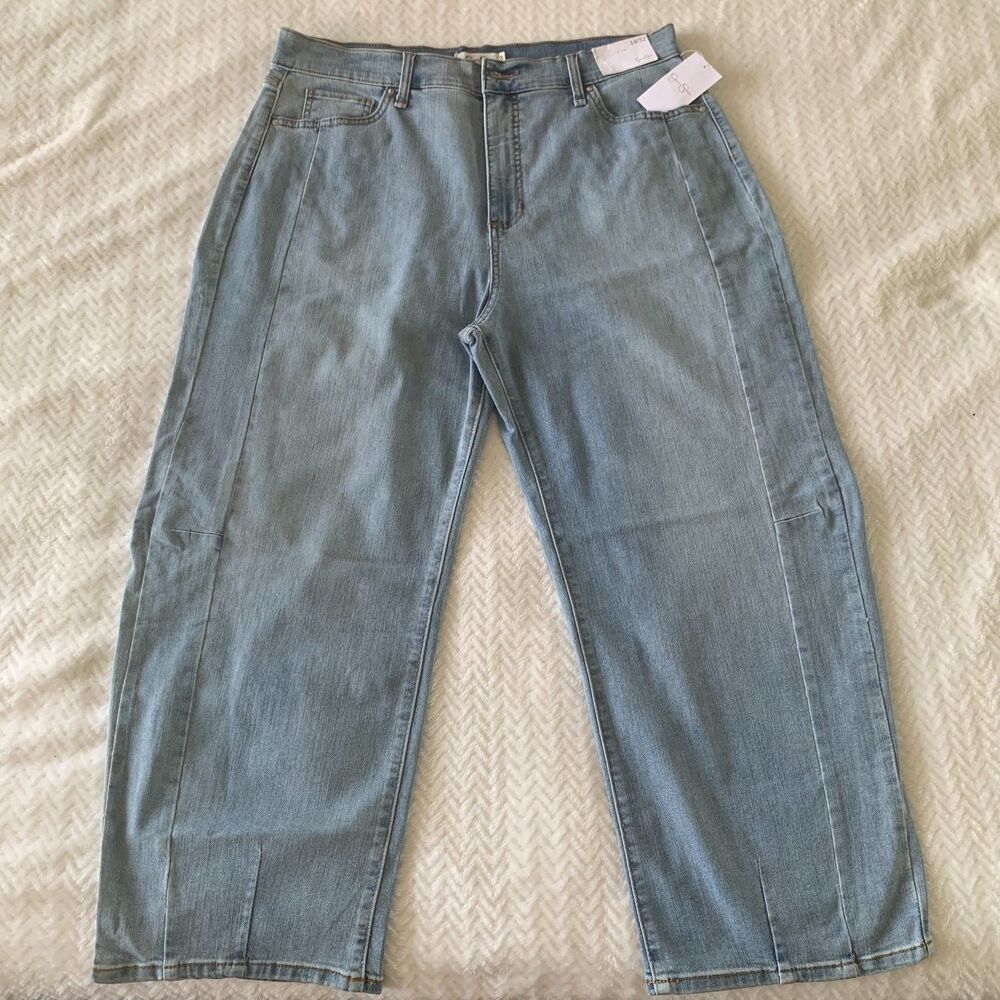Jessica Simpson Sunshine Barrel Jeans Size 14/32 Light Blue Relaxed Fit Y2K